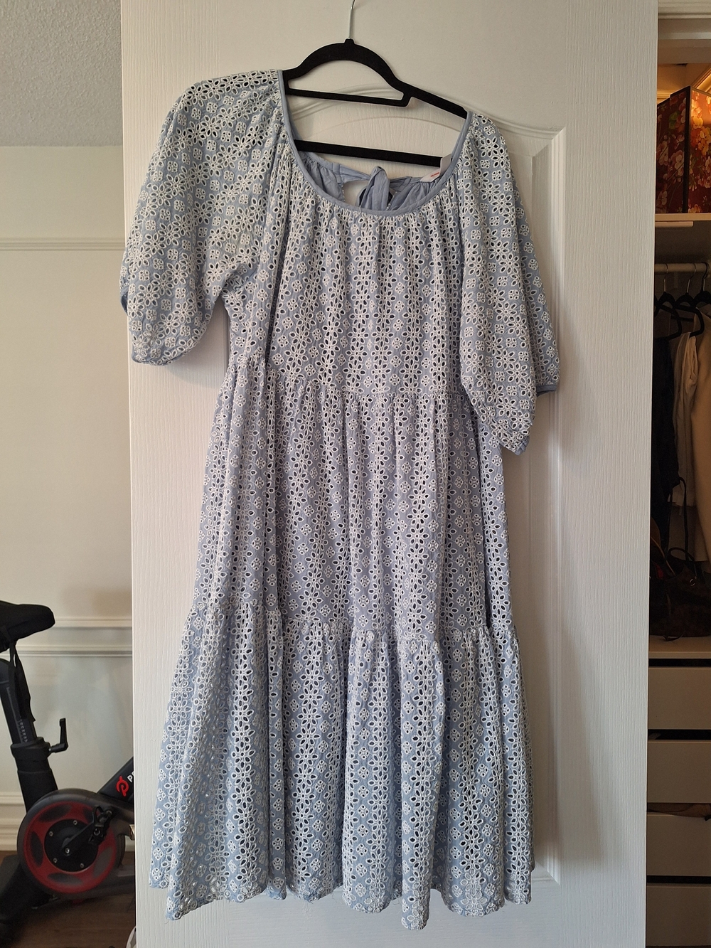 Joe Fresh / Jillian Harris Light Blue Eyelet Tiered Midi Dress